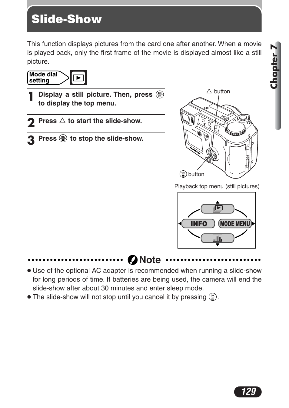 Slide-show | Olympus C-730 Ultra Zoom User Manual | Page 130 / 266