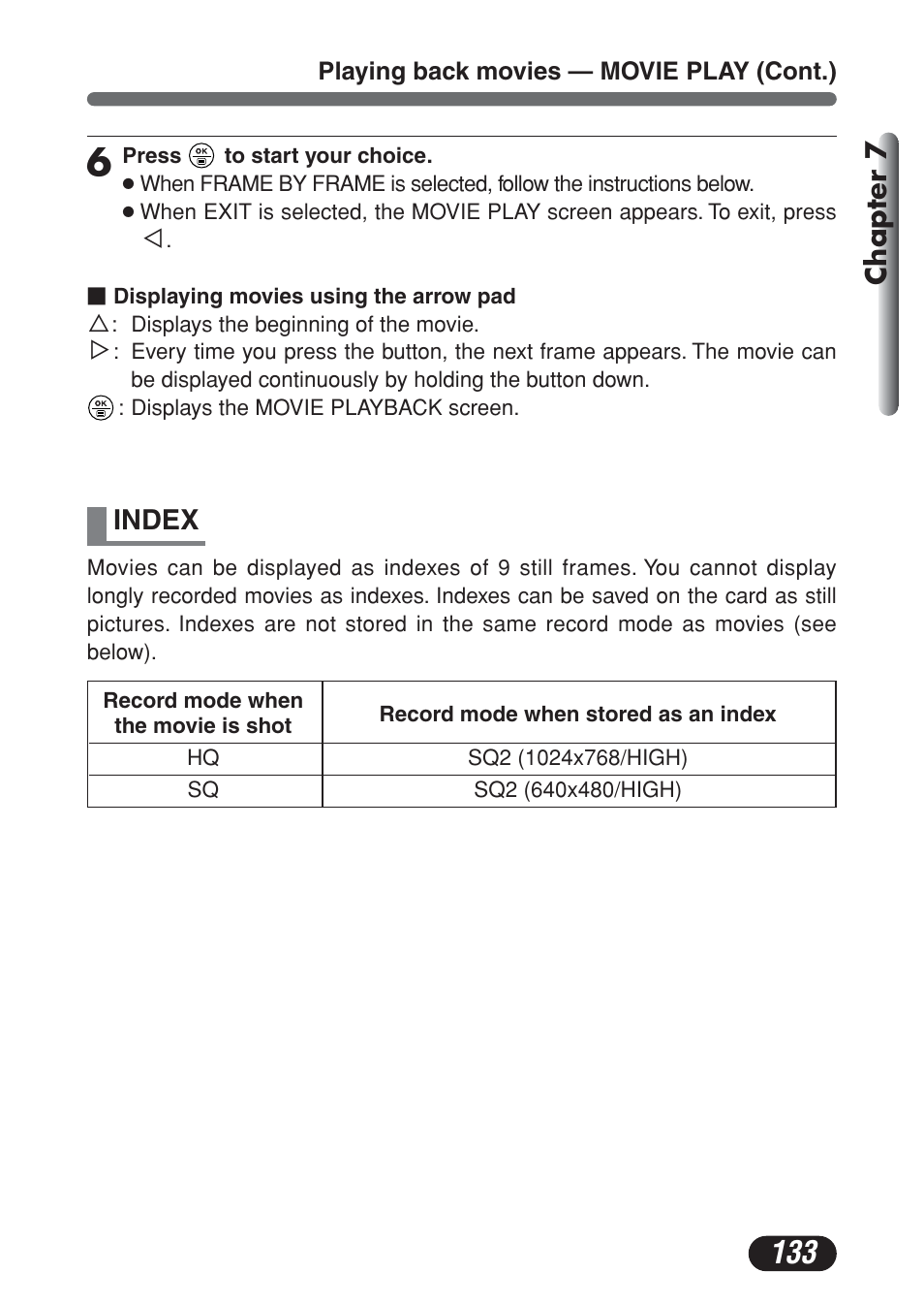 Index, Chapter 7 | Olympus C-730 Ultra Zoom User Manual | Page 134 / 266