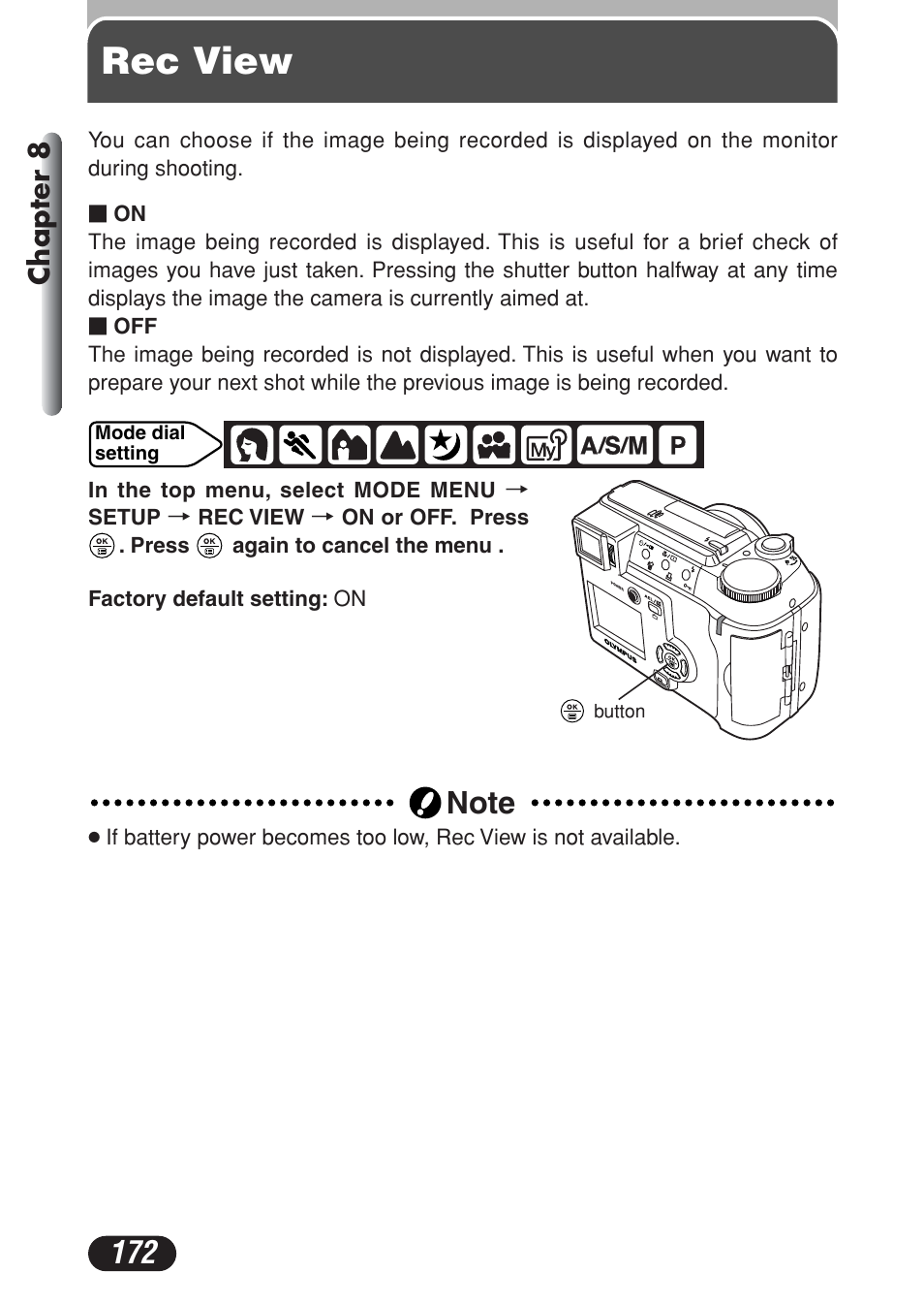 Rec view, Chapter 8 | Olympus C-730 Ultra Zoom User Manual | Page 173 / 266