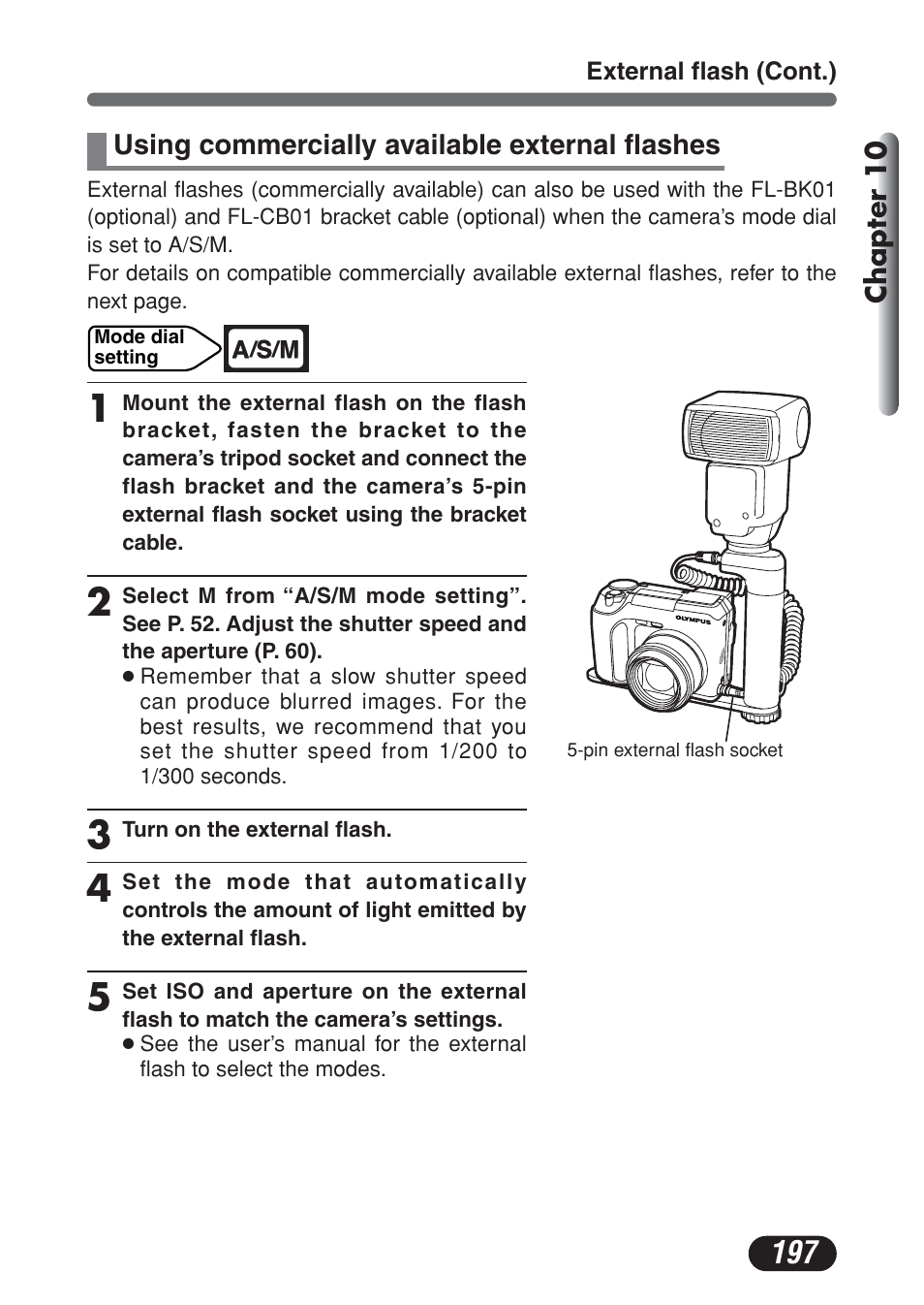 Using commercially available external flashes | Olympus C-730 Ultra Zoom User Manual | Page 198 / 266