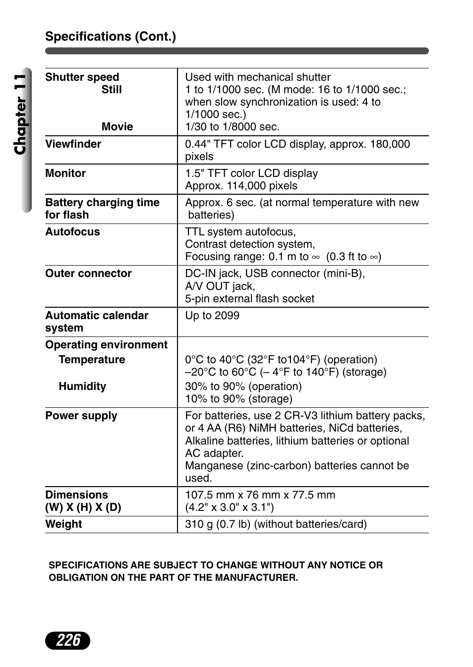 Chapter 11 | Olympus C-730 Ultra Zoom User Manual | Page 227 / 266