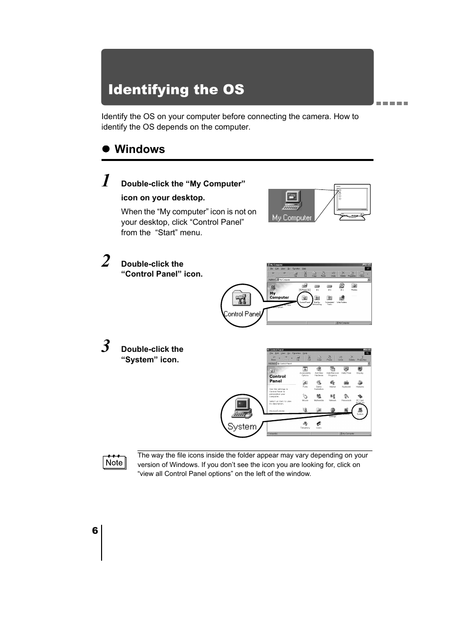 Identifying the os, Windows, Identifying the os (p.6) | Olympus C-730 Ultra Zoom User Manual | Page 240 / 266