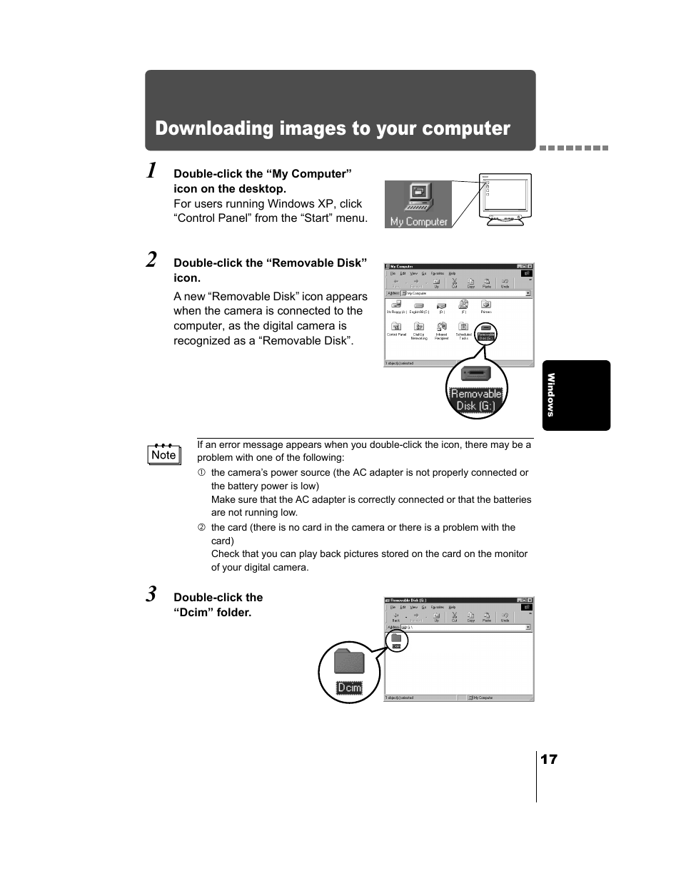 Downloading images to your computer, Windows p.17, mac p.26) | Olympus C-730 Ultra Zoom User Manual | Page 251 / 266