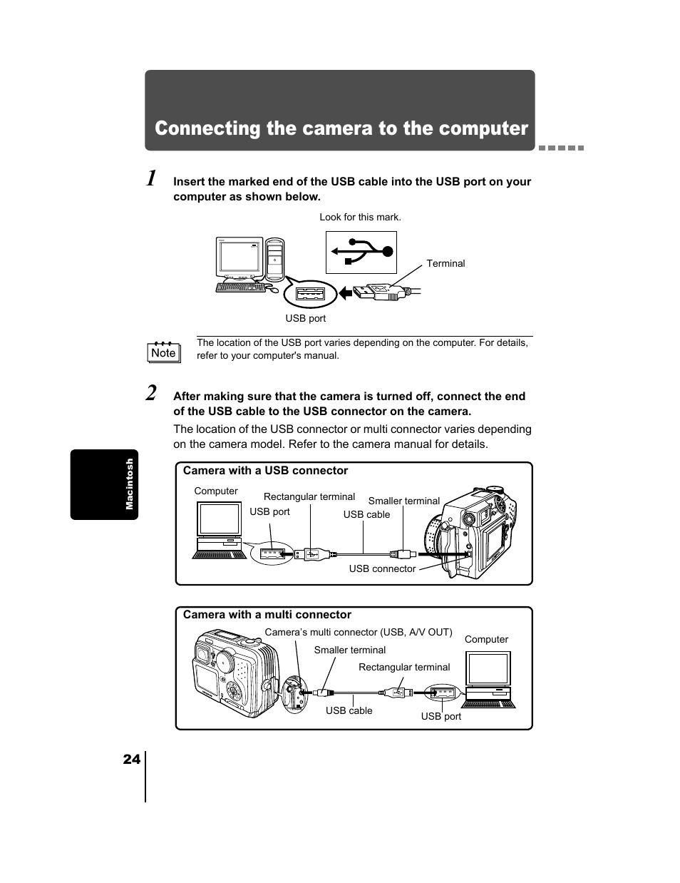 Connecting the camera to the computer | Olympus C-730 Ultra Zoom User Manual | Page 258 / 266