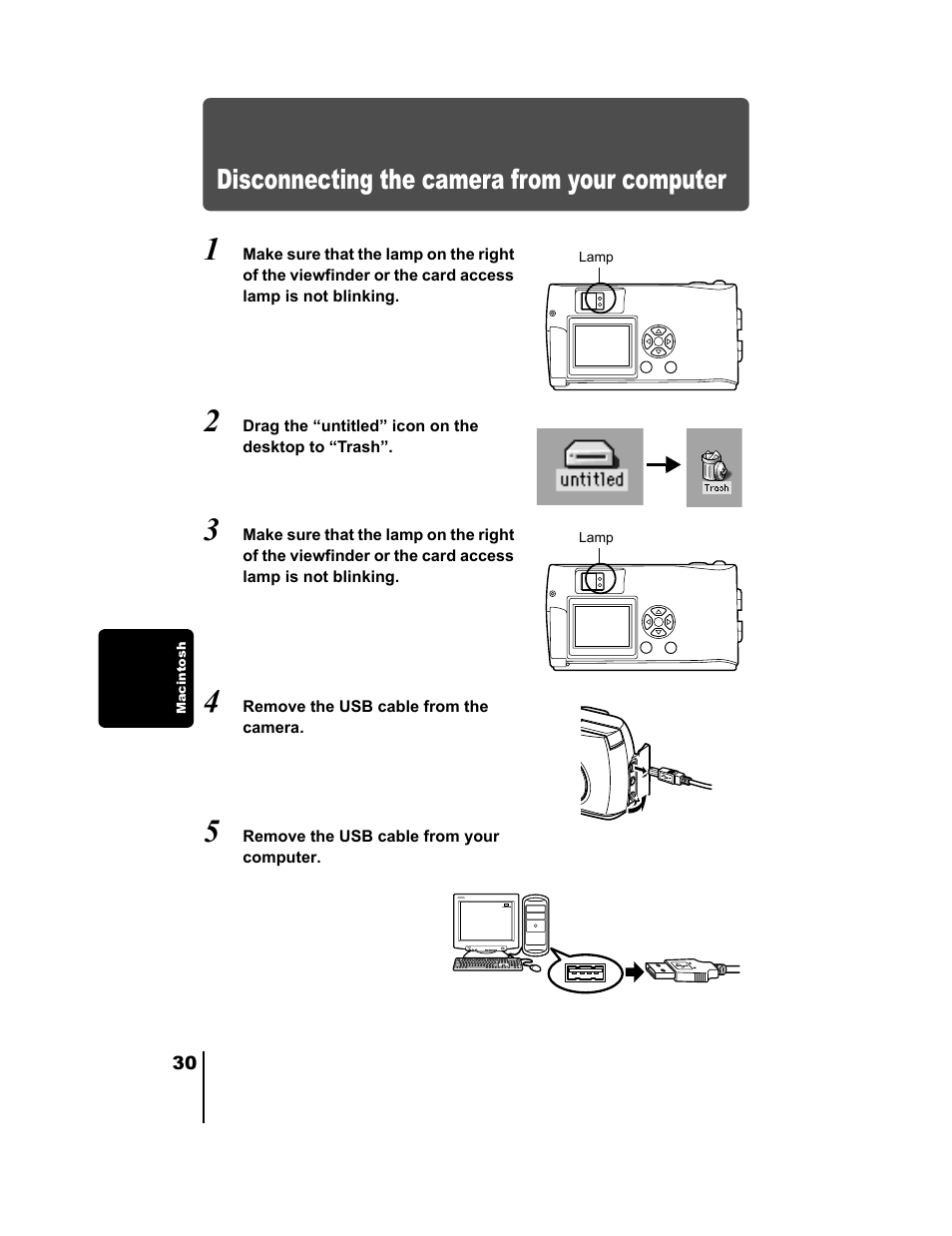 Disconnecting the camera from your computer | Olympus C-730 Ultra Zoom User Manual | Page 264 / 266