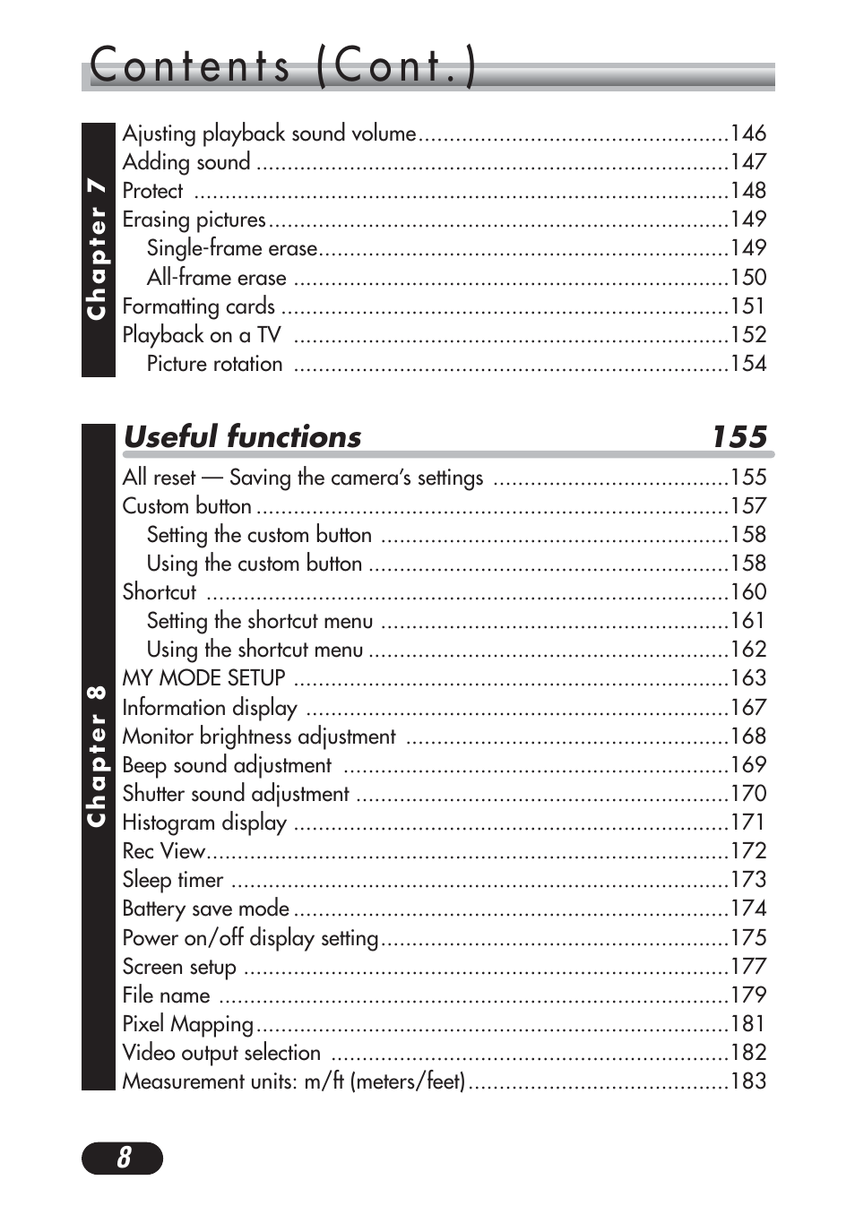 8useful functions 155 | Olympus C-730 Ultra Zoom User Manual | Page 9 / 266