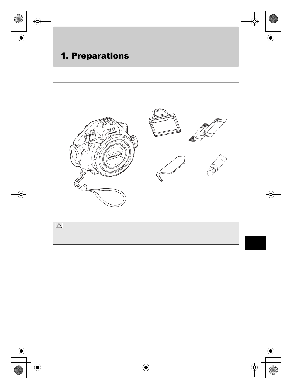 Preparations, Check the contents of the package | Olympus PT-EP08 User Manual | Page 31 / 172