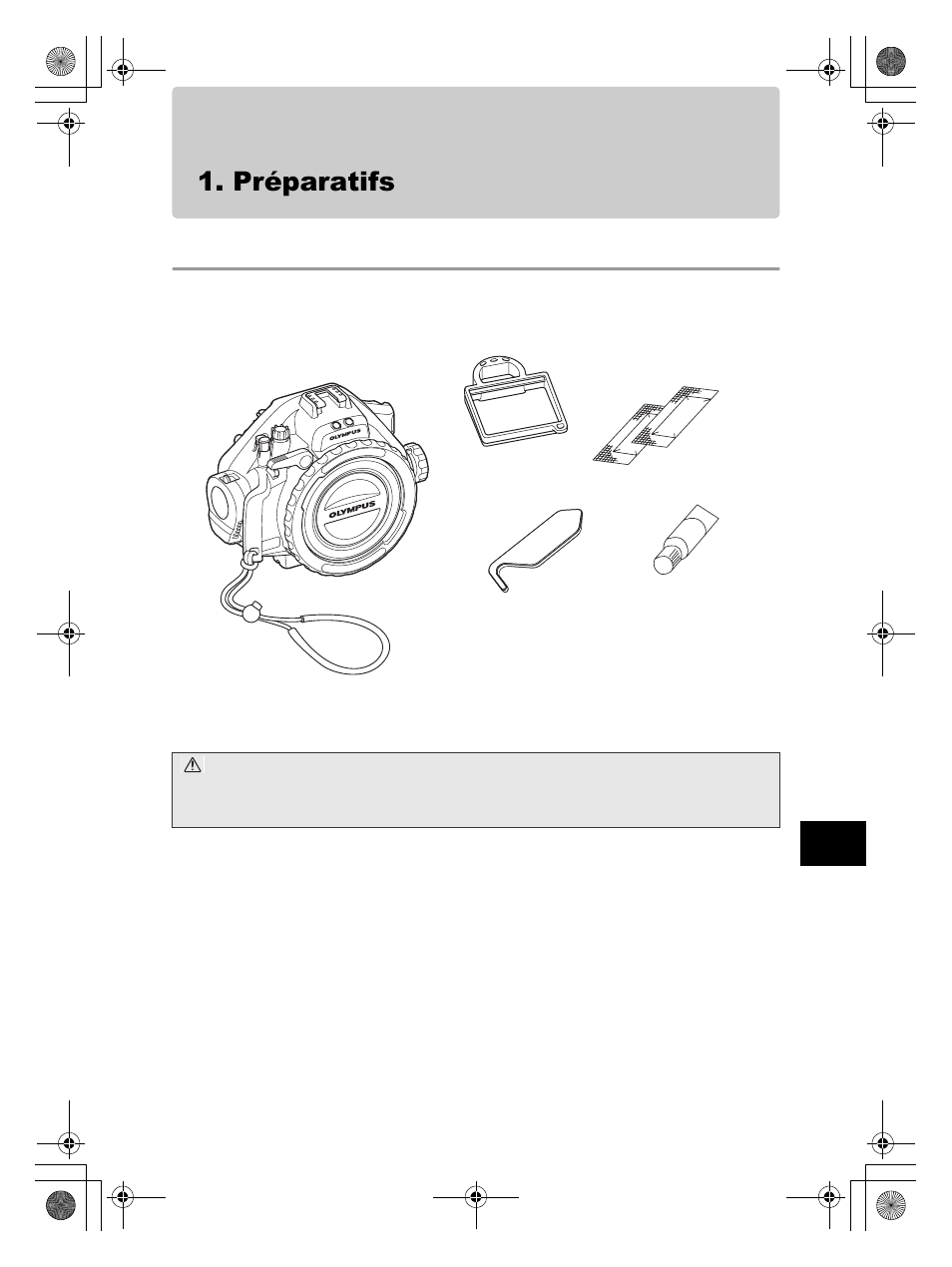 Préparatifs, Contrôle du contenu de l’emballage | Olympus PT-EP08 User Manual | Page 55 / 172