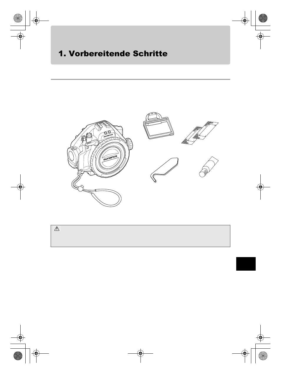Vorbereitende schritte, Packungsinhalt auf vollständigkeit prüfen | Olympus PT-EP08 User Manual | Page 79 / 172