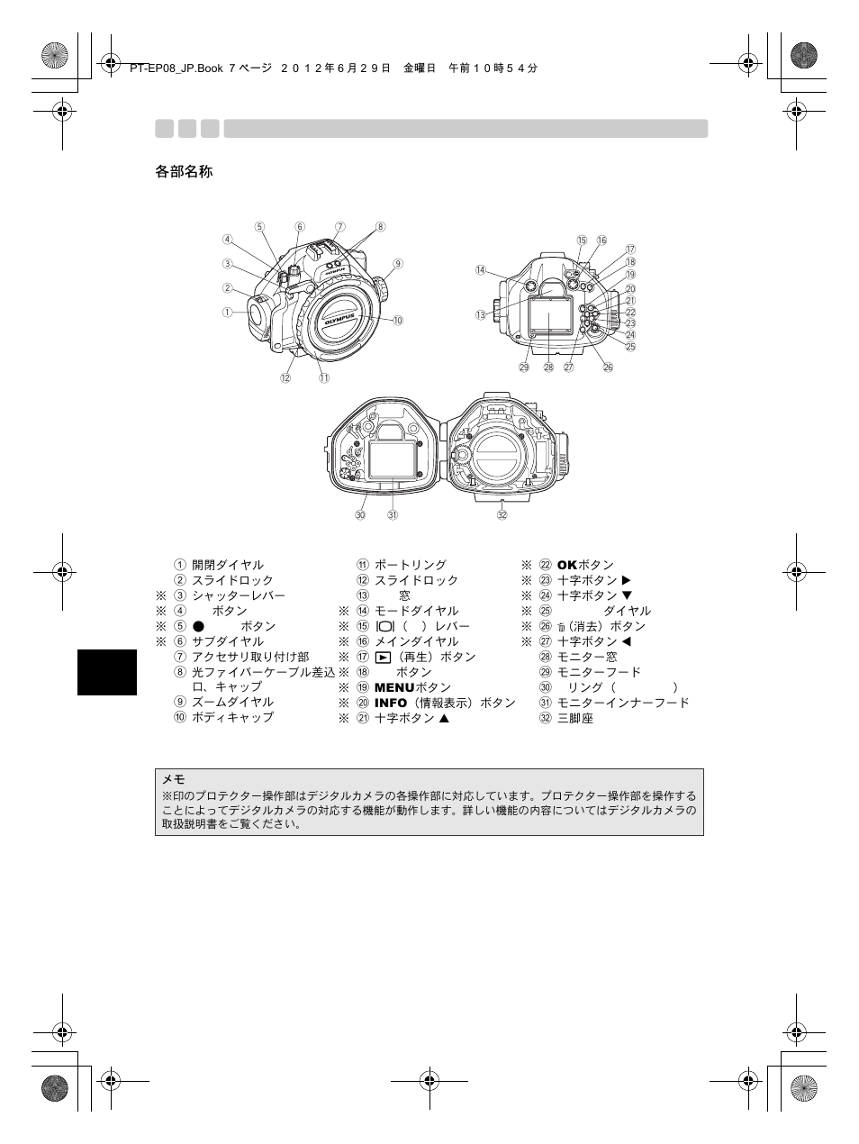 各部名称 | Olympus PT-EP08 User Manual | Page 8 / 172