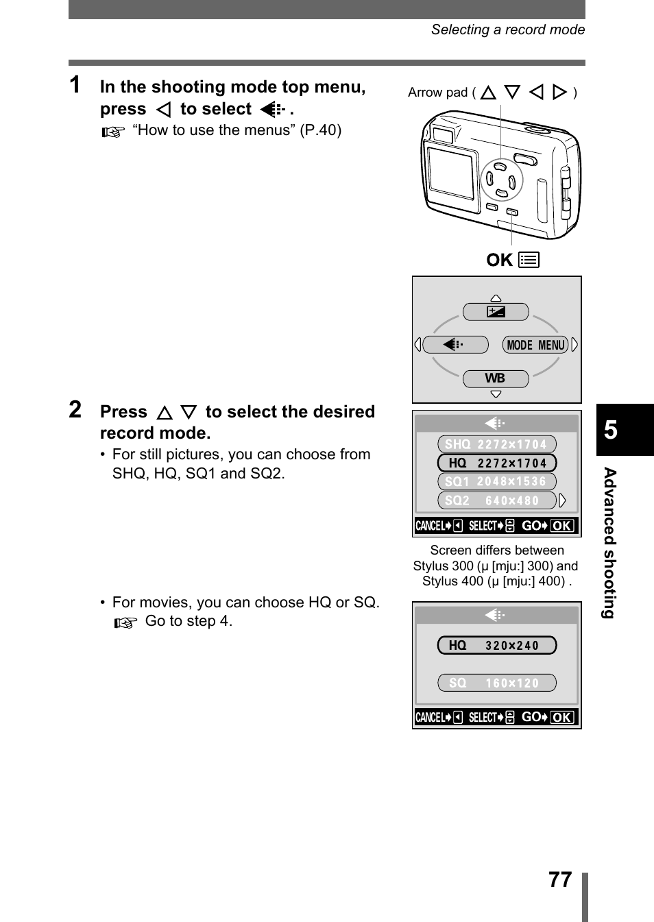 Olympus Stylus 400 Digital User Manual | Page 78 / 173