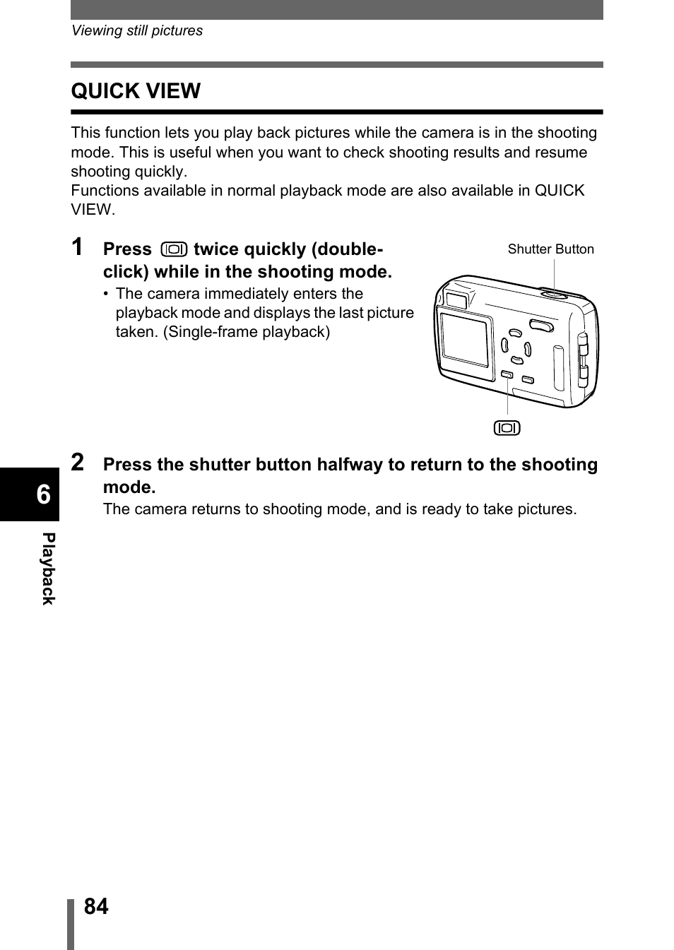 Quick view | Olympus Stylus 400 Digital User Manual | Page 85 / 173