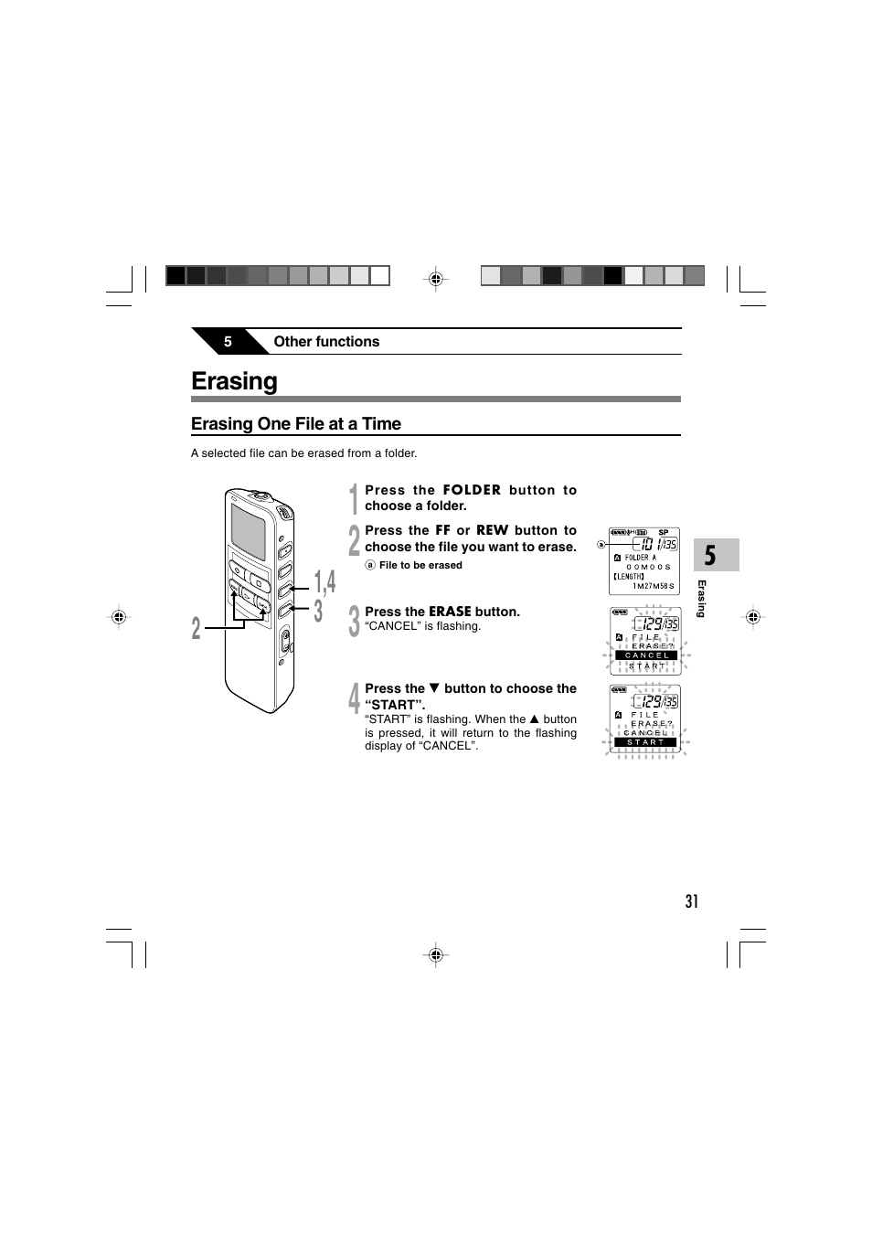 Erasing | Olympus DS 2 User Manual | Page 31 / 64