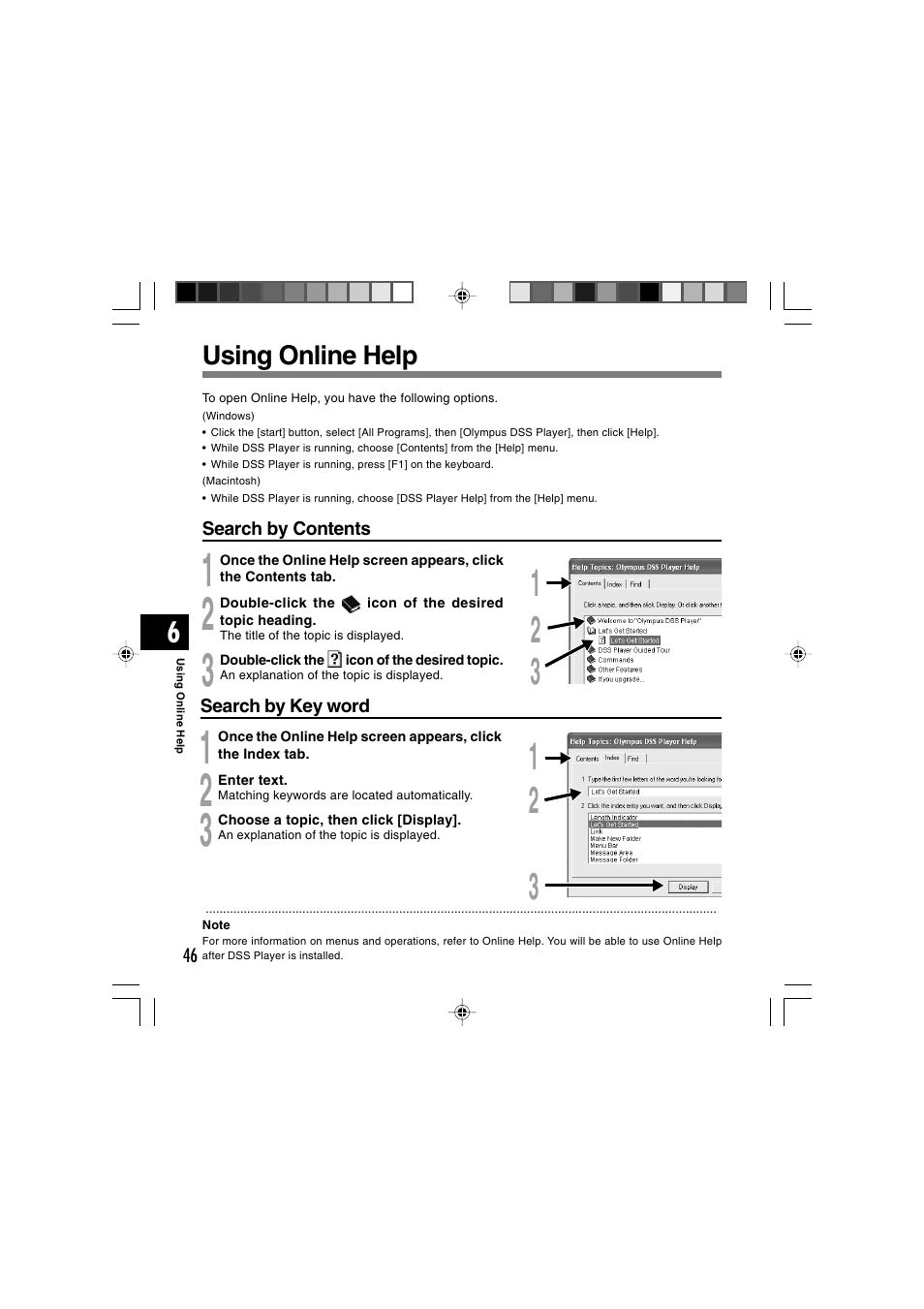 Using online help | Olympus DS 2 User Manual | Page 46 / 64