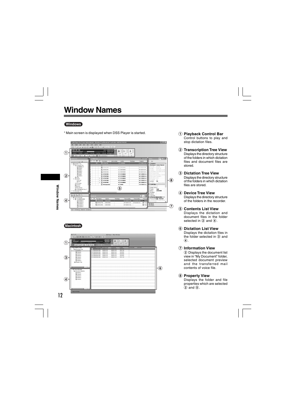Window names | Olympus AS-5000 User Manual | Page 12 / 17