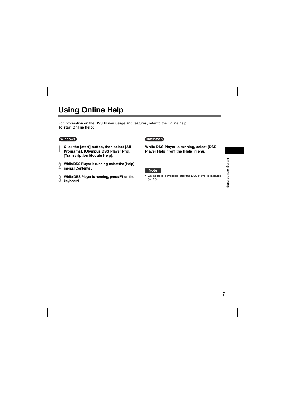 Using online help | Olympus AS-5000 User Manual | Page 7 / 17