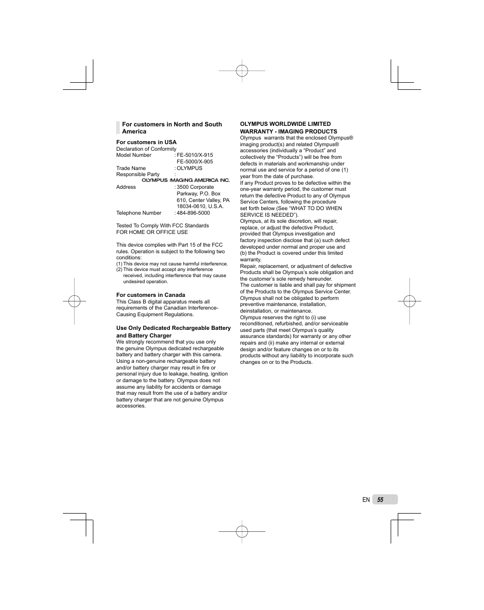Olympus FE-5000 User Manual | Page 55 / 62