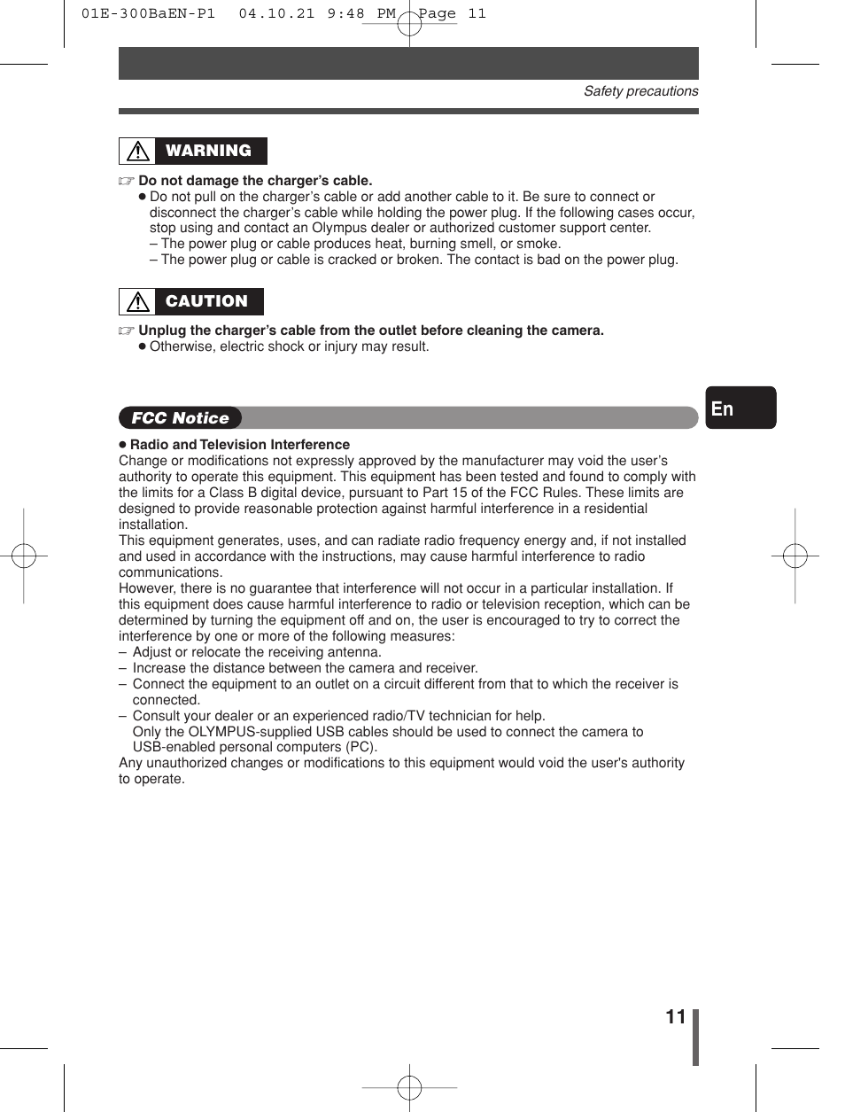 11 en | Olympus EVOLT E-300 User Manual | Page 11 / 34