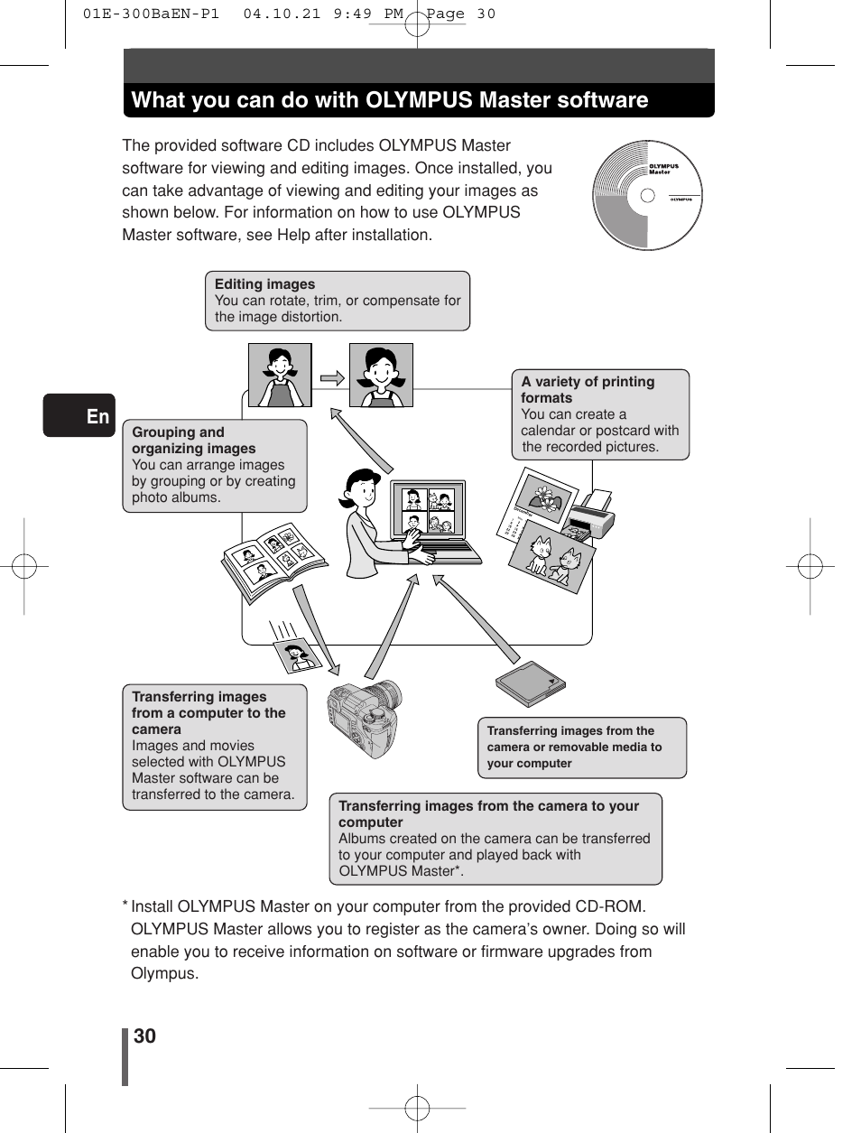 What you can do with olympus master software, 30 en | Olympus EVOLT E-300 User Manual | Page 30 / 34