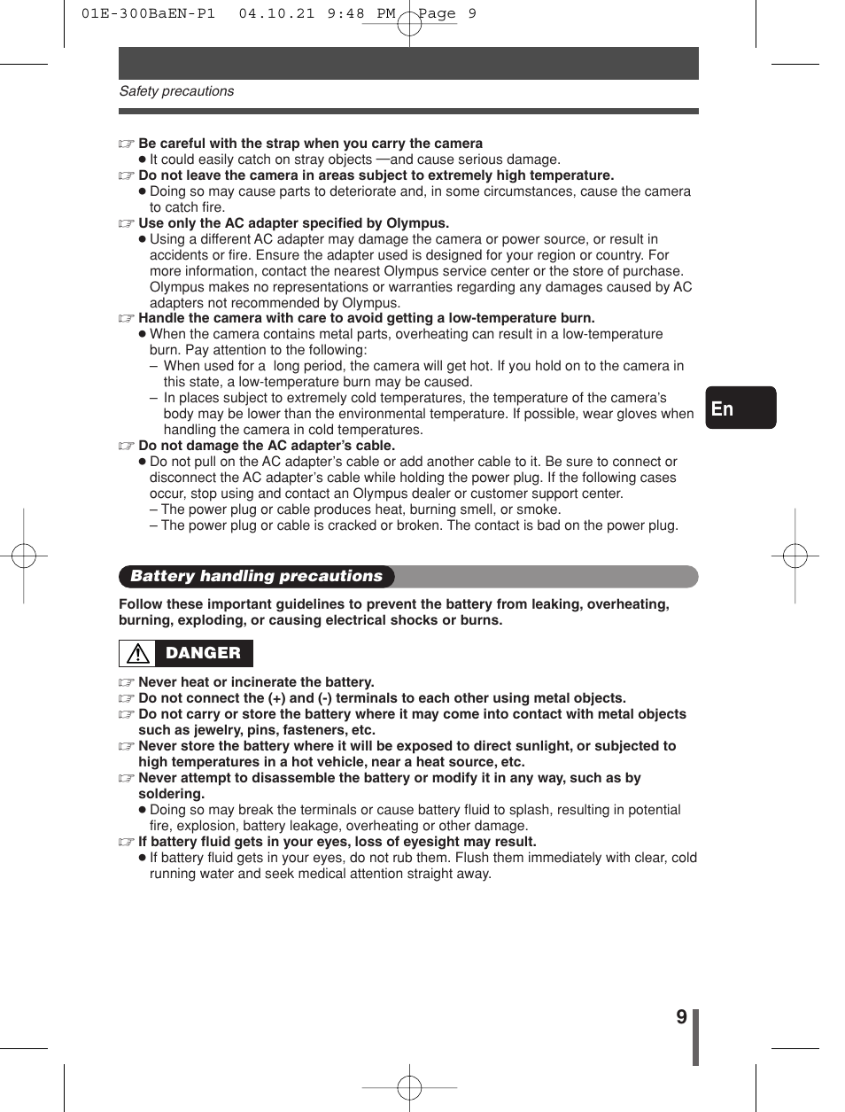Olympus EVOLT E-300 User Manual | Page 9 / 34