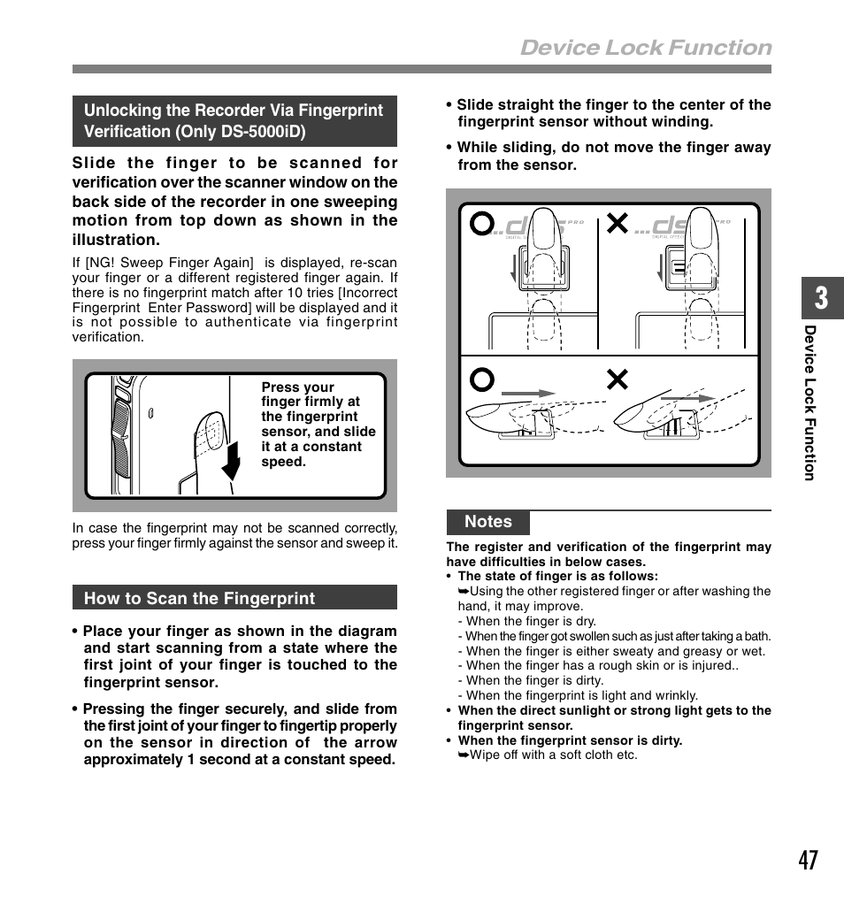 Device lock function | Olympus DS-5000ID User Manual | Page 47 / 83