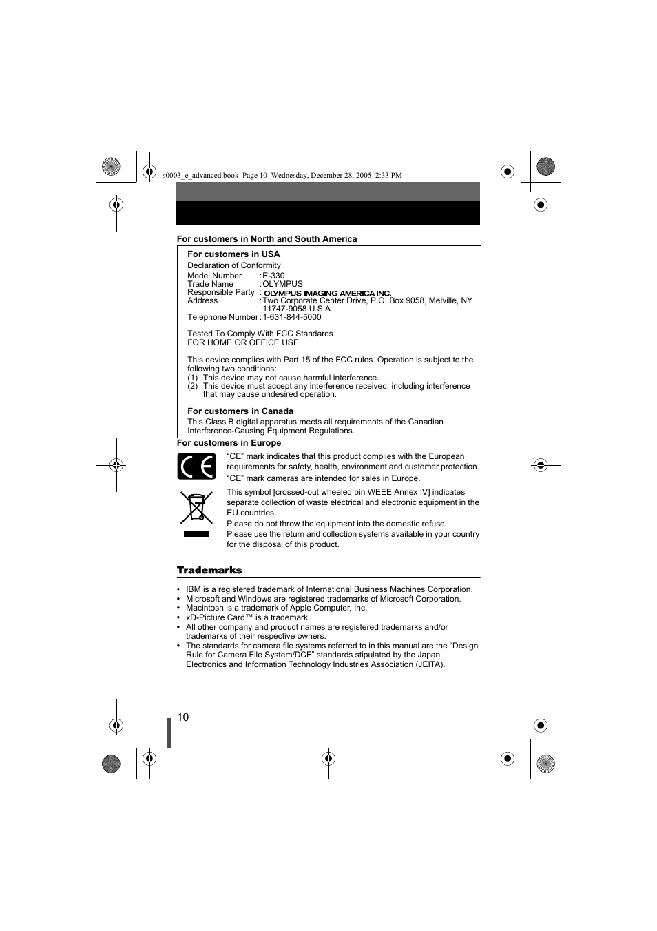 Olympus EVOLT E-330 User Manual | Page 10 / 196