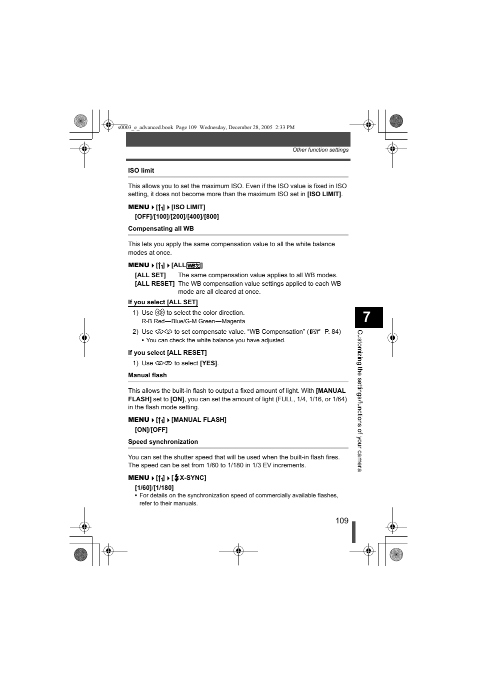 Hen the built-in flash fires, G“speed, Synchronization” (p. 109) | Olympus EVOLT E-330 User Manual | Page 109 / 196