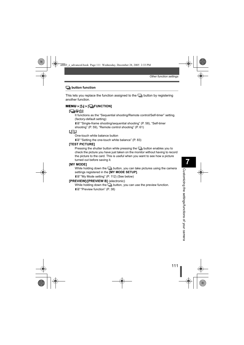 J button function | Olympus EVOLT E-330 User Manual | Page 111 / 196