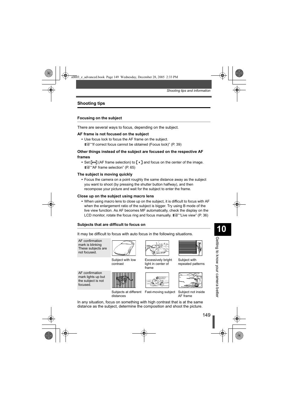 Shooting tips | Olympus EVOLT E-330 User Manual | Page 149 / 196