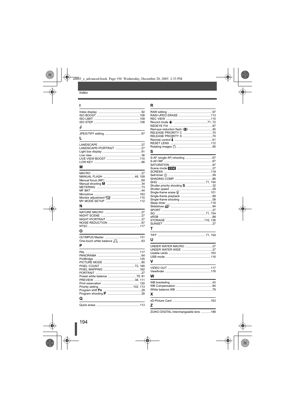 Olympus EVOLT E-330 User Manual | Page 194 / 196