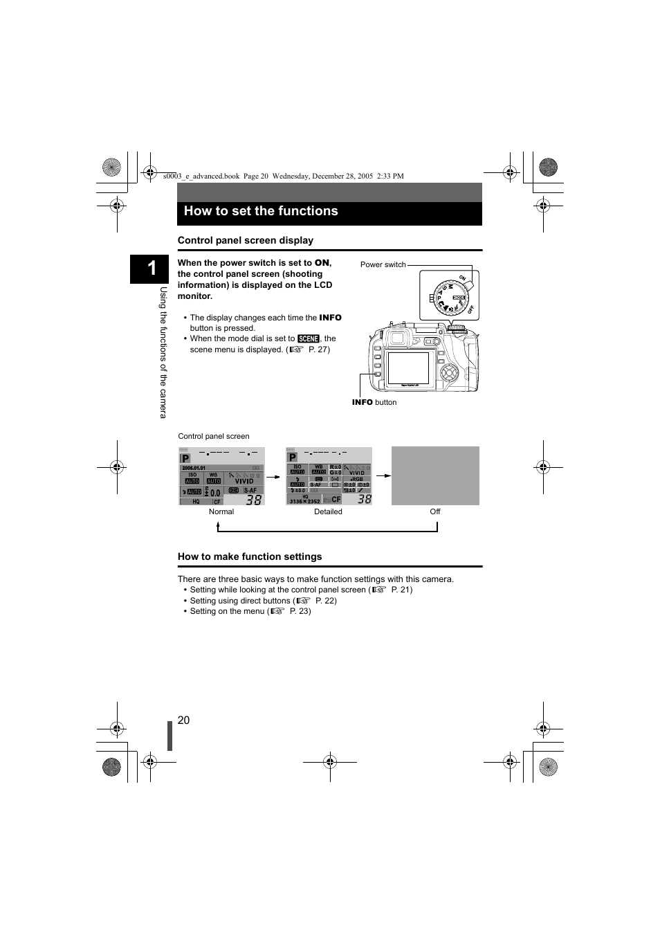 How to set the functions | Olympus EVOLT E-330 User Manual | Page 20 / 196