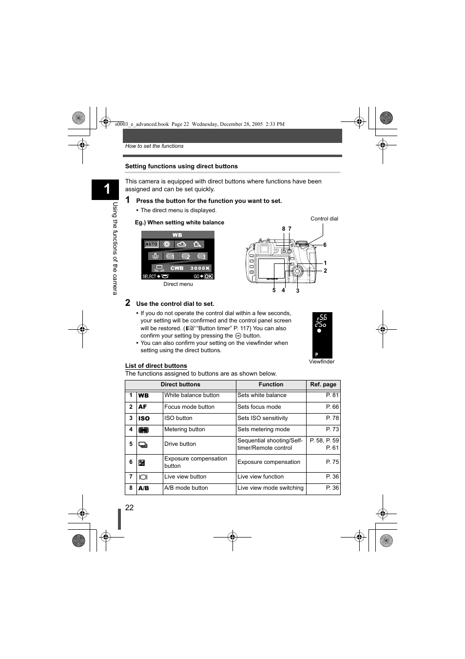 G p. 22) | Olympus EVOLT E-330 User Manual | Page 22 / 196