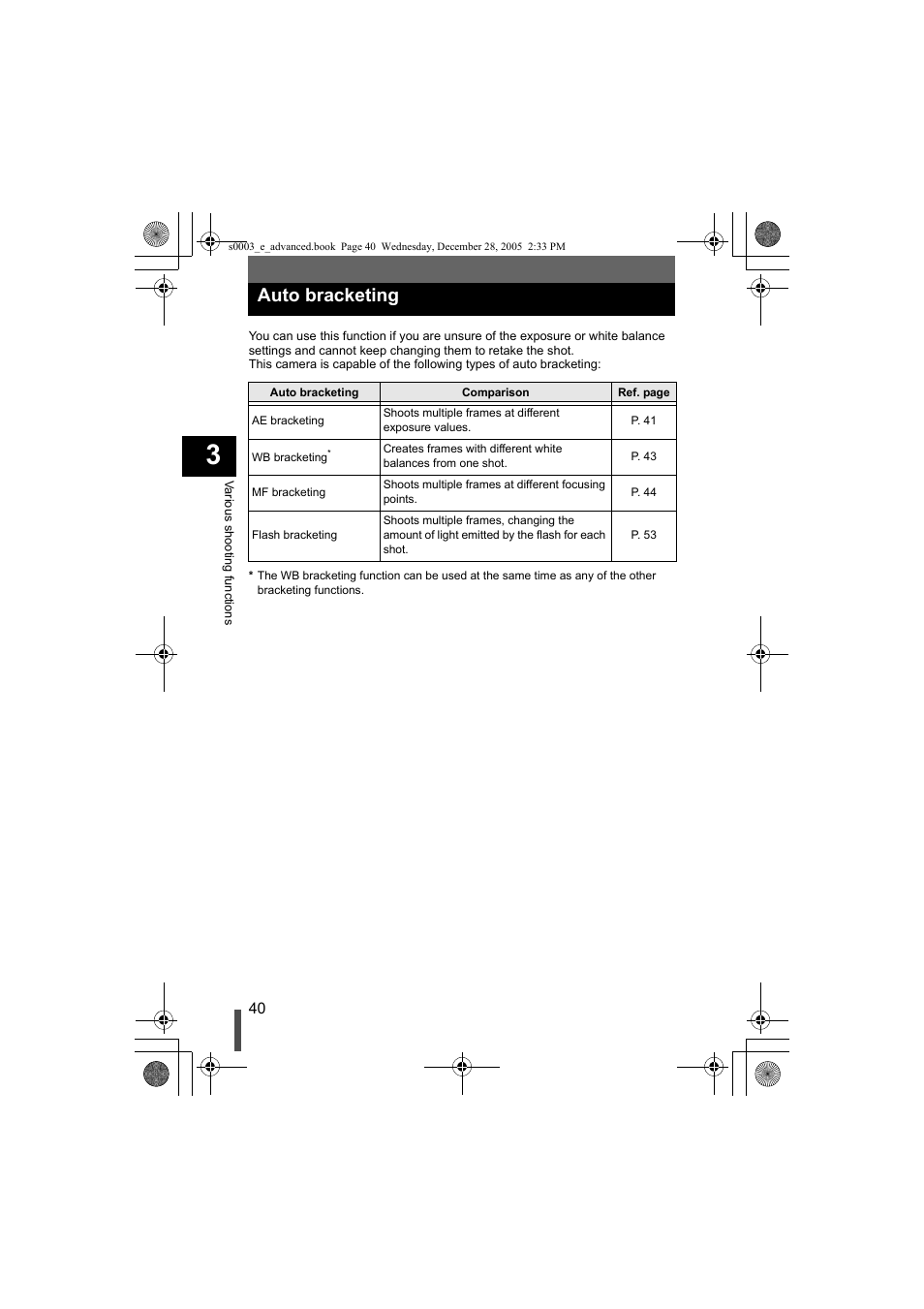 Auto bracketing | Olympus EVOLT E-330 User Manual | Page 40 / 196