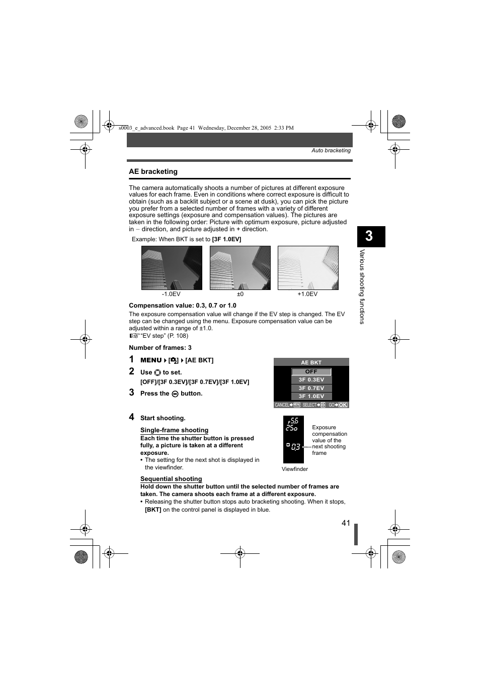 Ae bracketing, P. 41 | Olympus EVOLT E-330 User Manual | Page 41 / 196