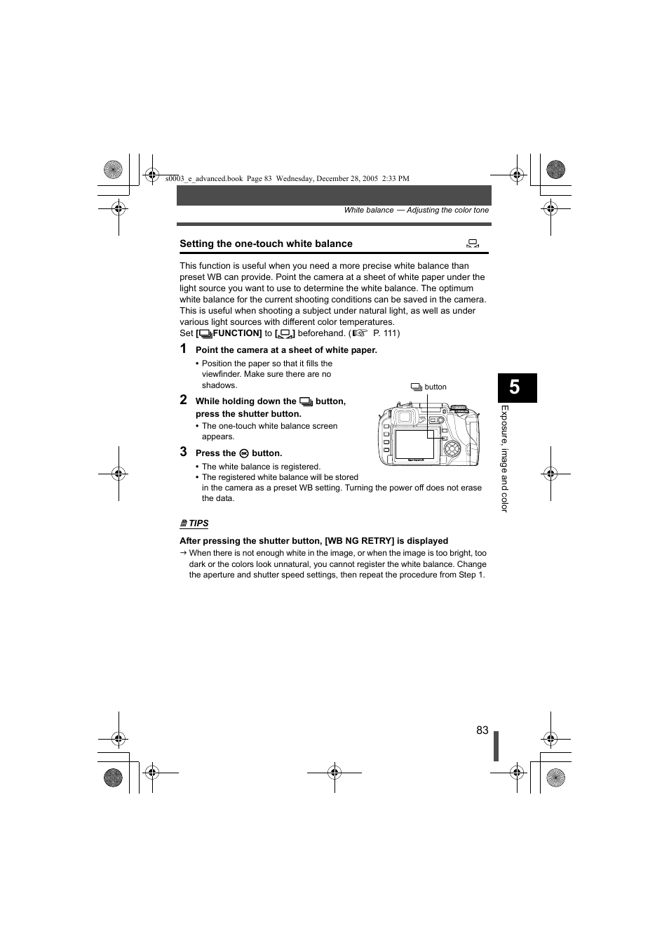 Setting the one-touch white balance | Olympus EVOLT E-330 User Manual | Page 83 / 196