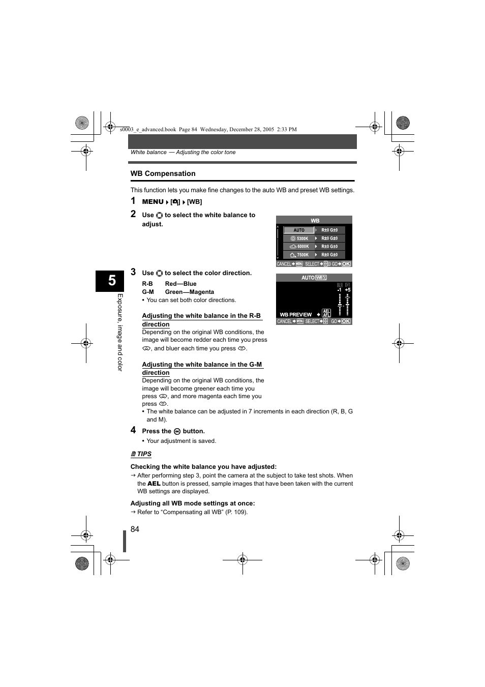 Wb compensation | Olympus EVOLT E-330 User Manual | Page 84 / 196