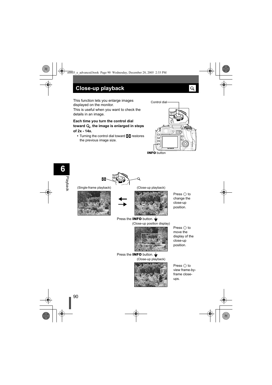 Close-up playback | Olympus EVOLT E-330 User Manual | Page 90 / 196