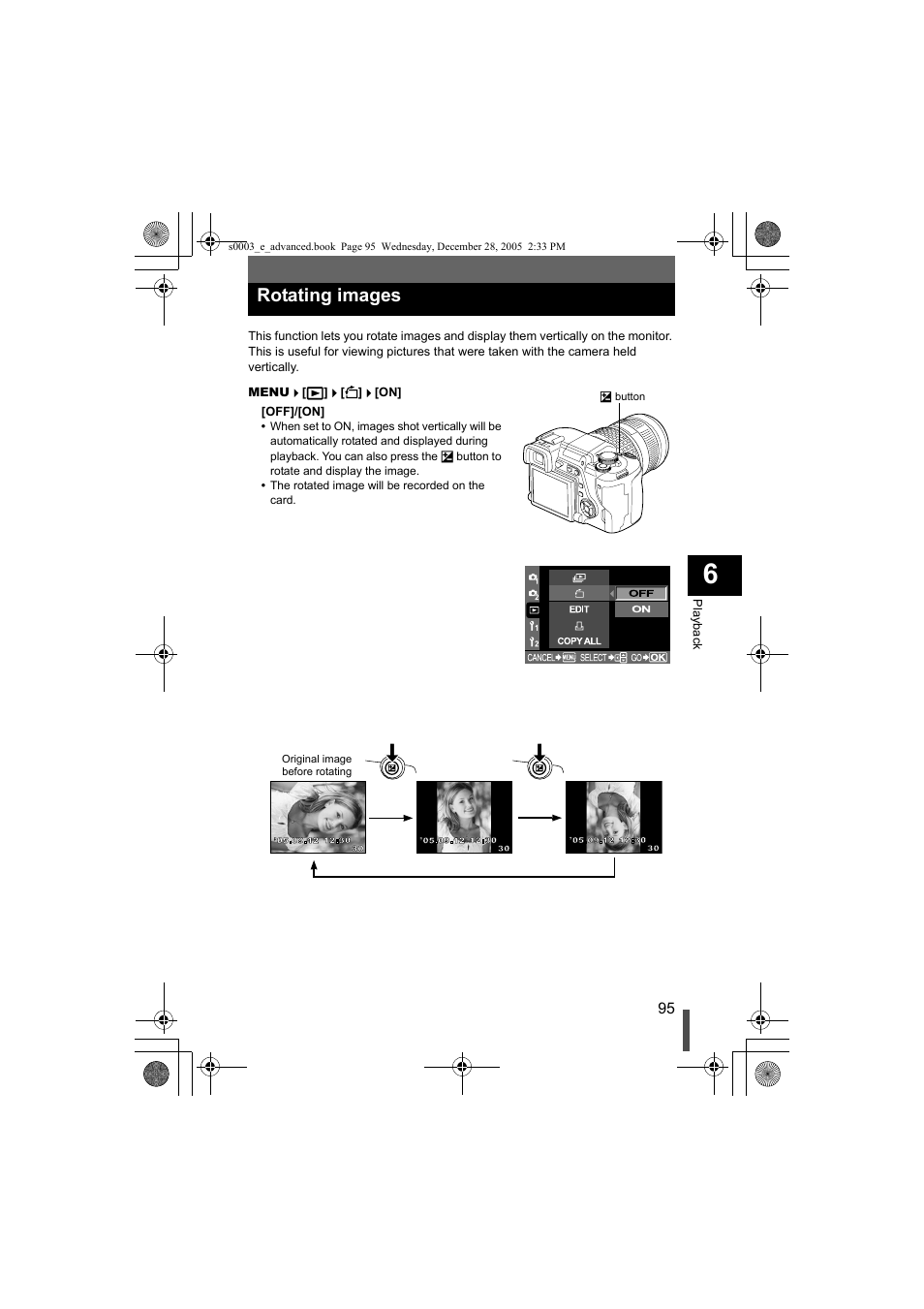 Rotating images | Olympus EVOLT E-330 User Manual | Page 95 / 196