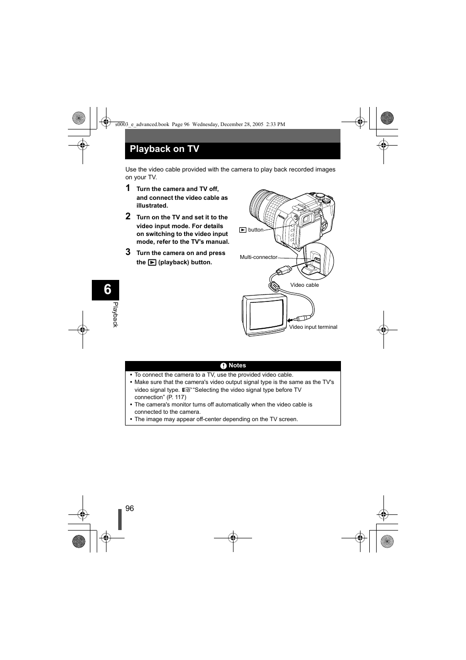 Playback on tv | Olympus EVOLT E-330 User Manual | Page 96 / 196