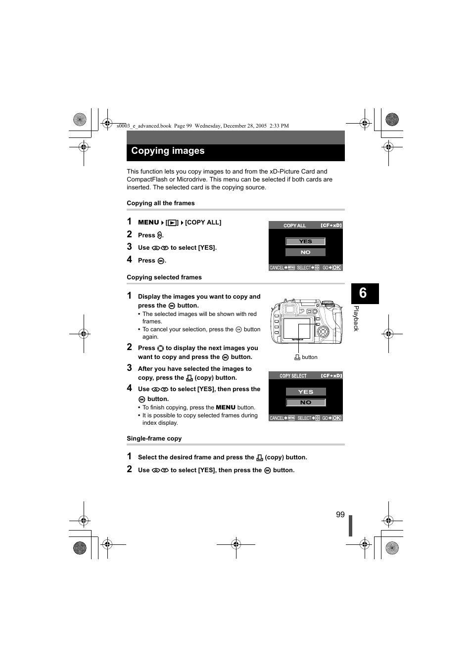Copying images | Olympus EVOLT E-330 User Manual | Page 99 / 196