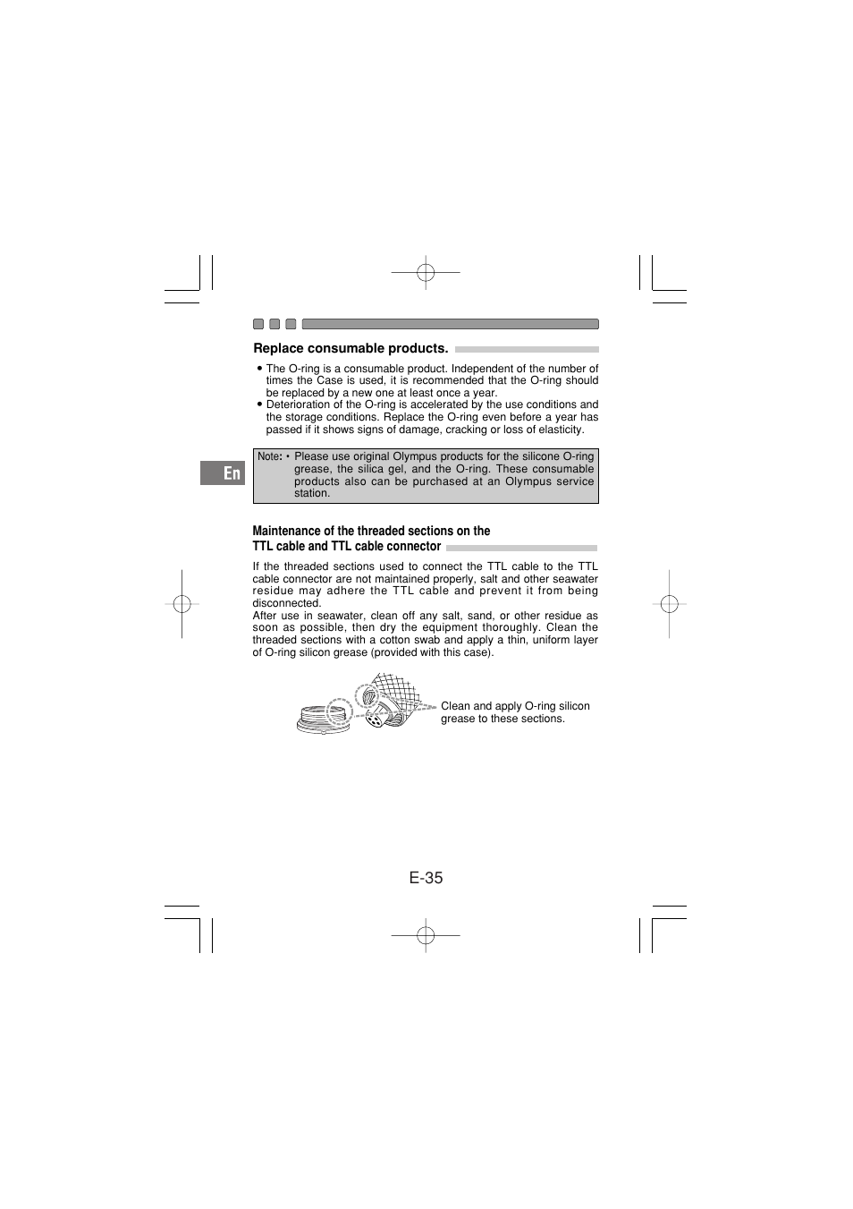 Replace consumable products, E-35 | Olympus PT-030 User Manual | Page 36 / 44