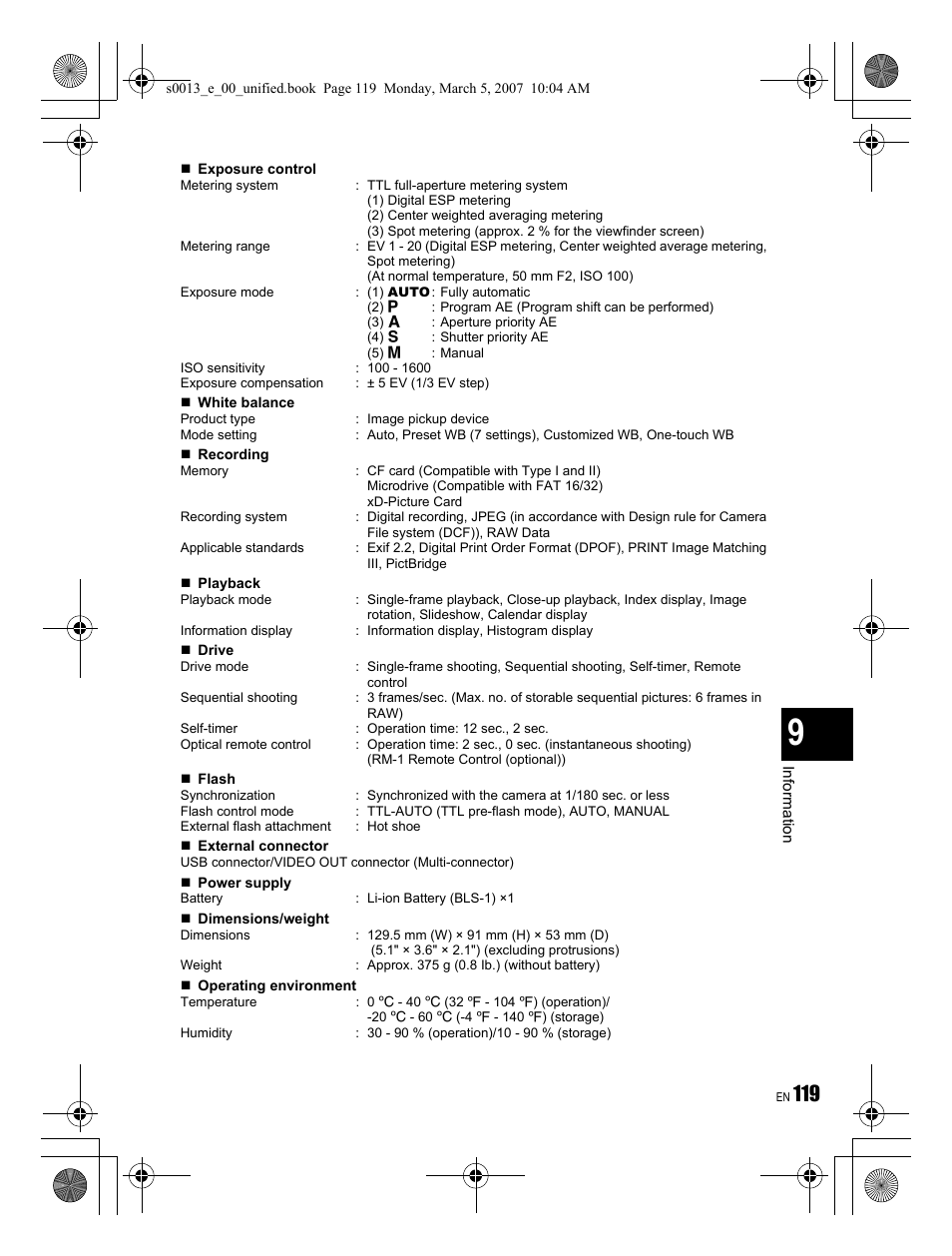 Olympus EVOLT E-410 User Manual | Page 119 / 132
