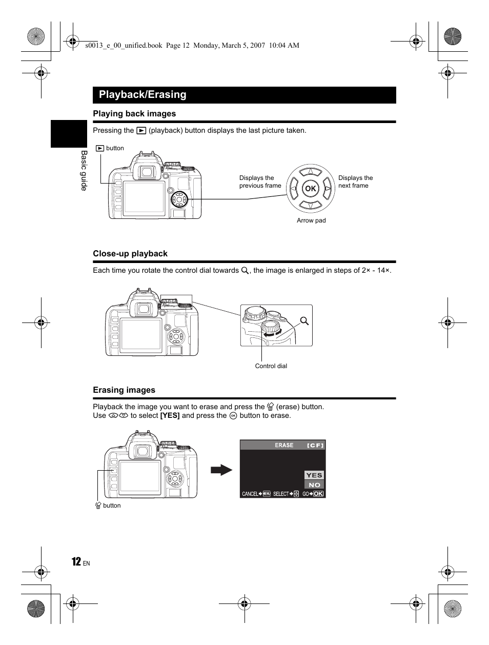 Playback/erasing | Olympus EVOLT E-410 User Manual | Page 12 / 132