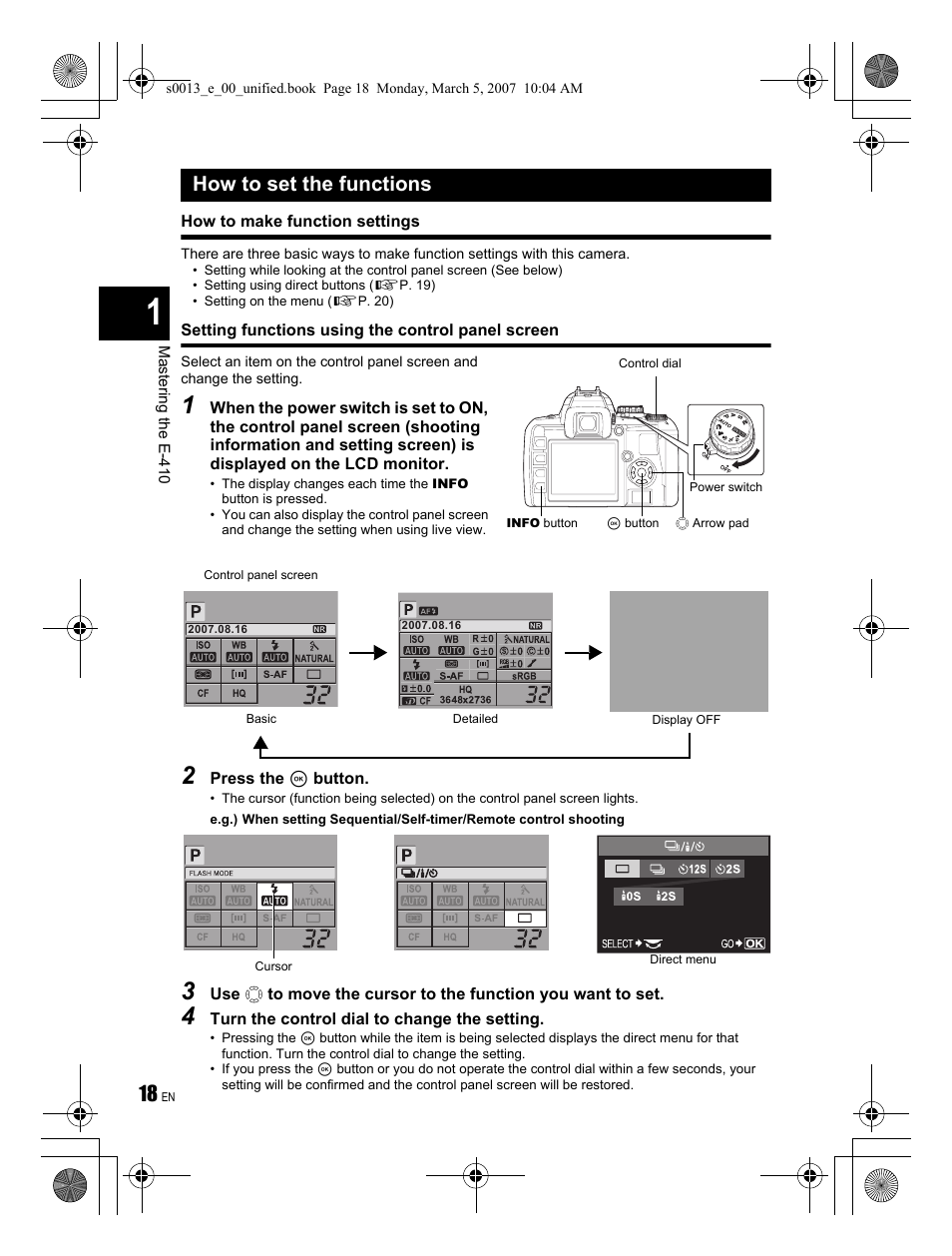 How to set the functions | Olympus EVOLT E-410 User Manual | Page 18 / 132