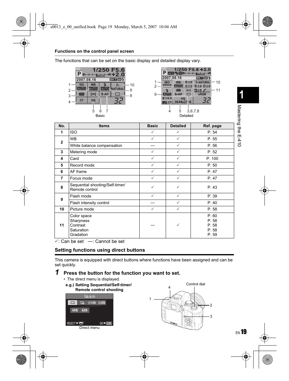 Olympus EVOLT E-410 User Manual | Page 19 / 132