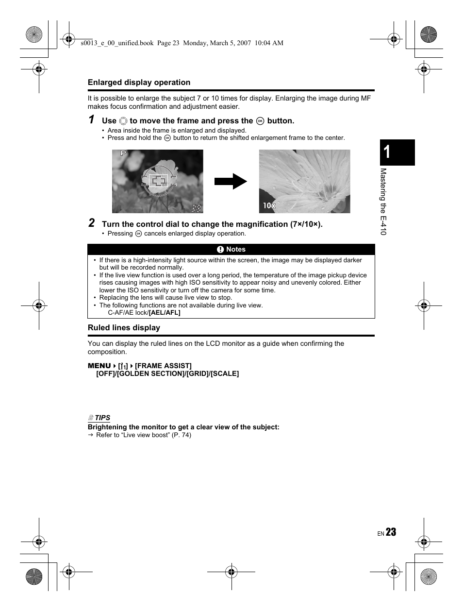 Olympus EVOLT E-410 User Manual | Page 23 / 132