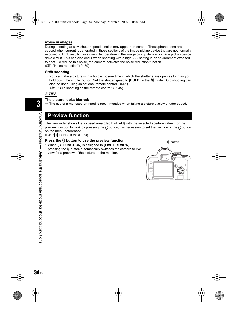 Preview function | Olympus EVOLT E-410 User Manual | Page 34 / 132