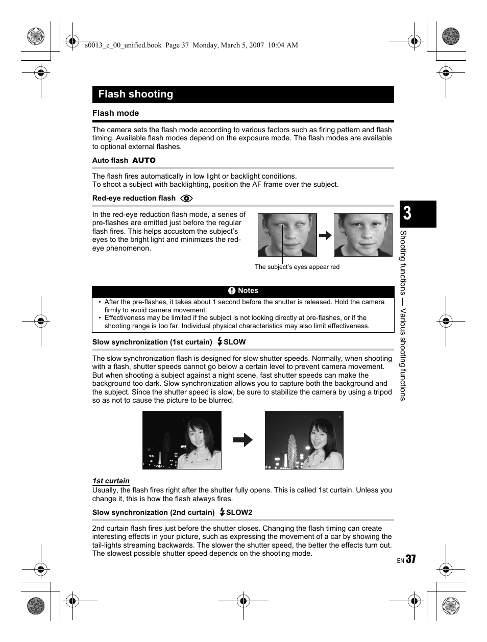 Flash shooting | Olympus EVOLT E-410 User Manual | Page 37 / 132