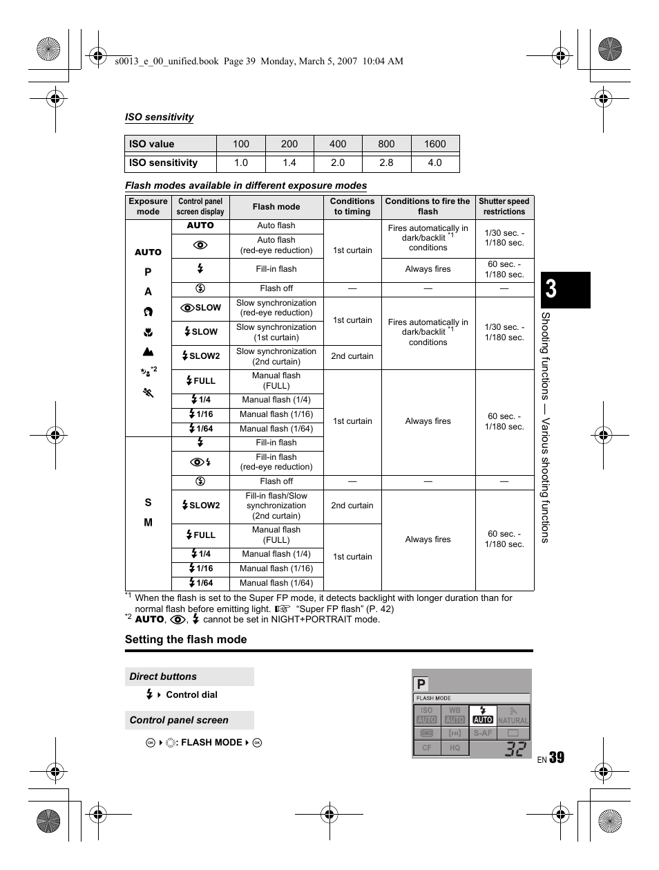 Setting the flash mode | Olympus EVOLT E-410 User Manual | Page 39 / 132