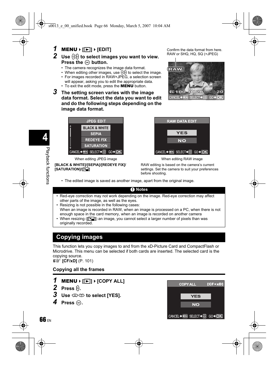 Copying images | Olympus EVOLT E-410 User Manual | Page 66 / 132